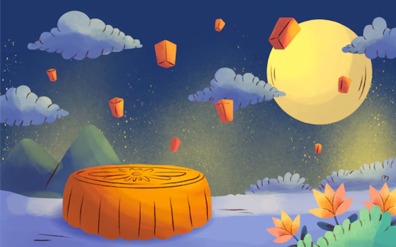 Background Trung Thu tối giản nhưng vẫn đầy ý nghĩa