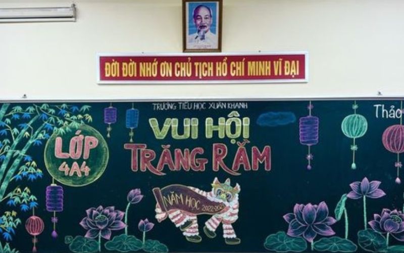 Mẫu trang trí bảng Tết Trung thu đẹp của các em lớp 4