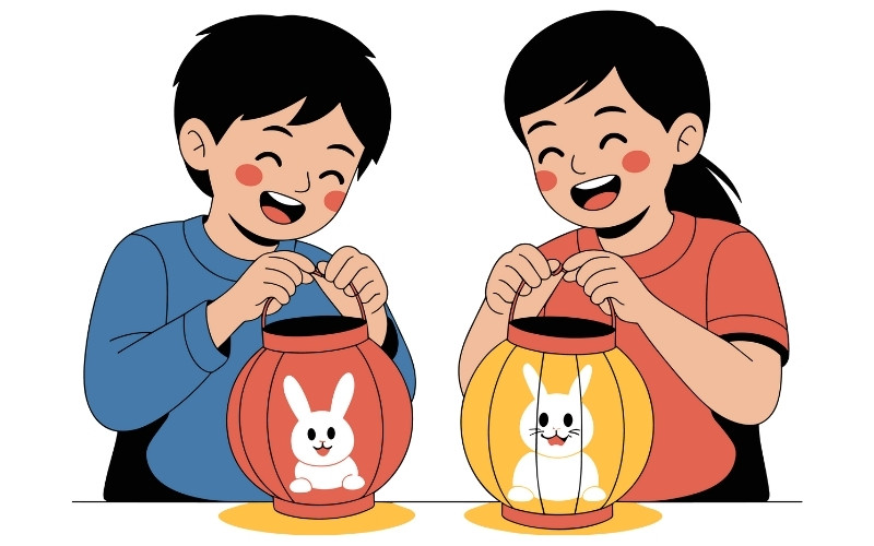 Rước đèn tháng tám là bài thơ về Trung Thu mô tả hành động rước đèn của các cháu nhỏ