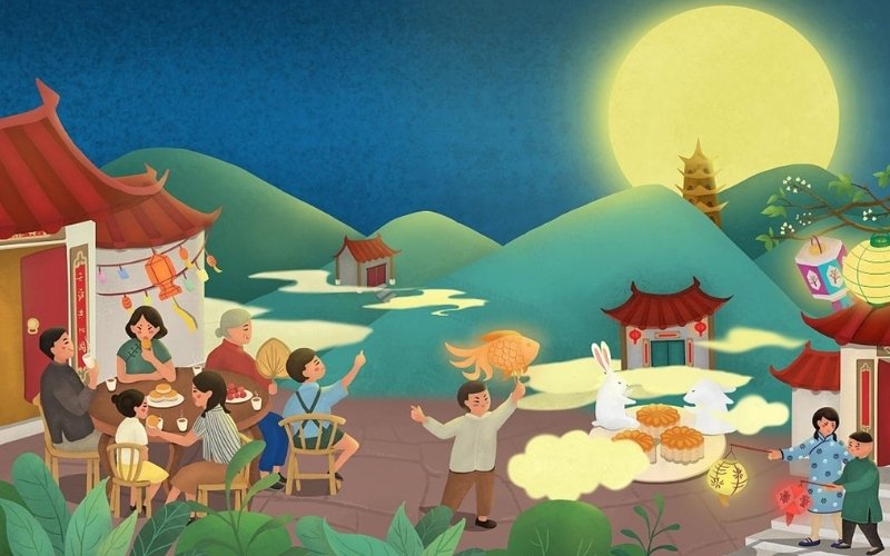 Mở Hội Đón Trăng là bài thơ gợi nên hình ảnh đoàn viên