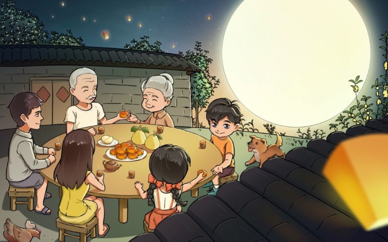 Tranh Trung Thu phá cỗ trăng rằm dưới nét vẽ của các họa sĩ trẻ