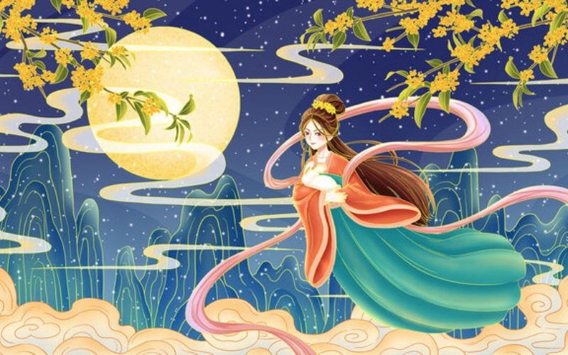 Tranh vẽ hiện đại về Trung Thu sáng tạo, kết hợp nét truyền thống với phong cách mới mẻ