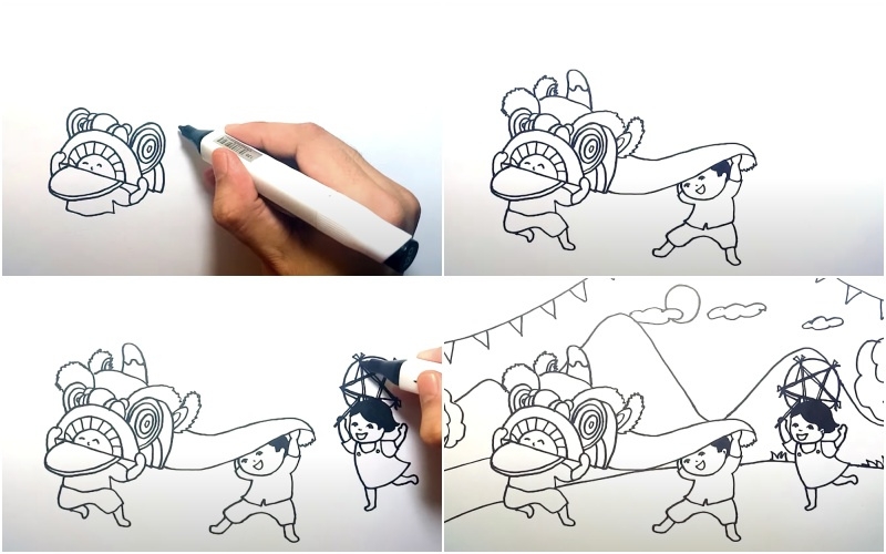 Phác thảo bố cục và lựa chọn màu sắc hài hòa cho tranh Trung Thu