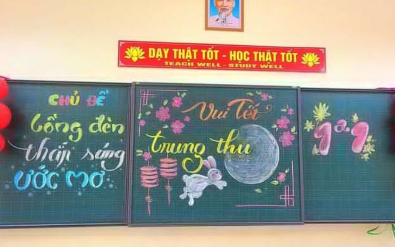 Ý tưởng trang trí bảng Trung thu chủ đề thỏ ngọc