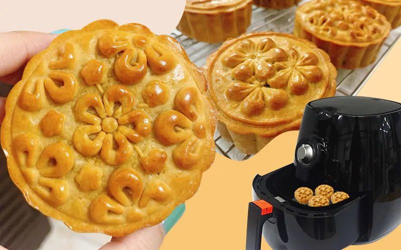 Cách làm bánh nướng nhân đậu xanh bằng nồi chiên không dầu