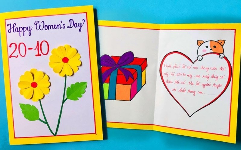 Các tấm thiệp tặng mẹ, chị hoặc bà cũng thường đi kèm với lời chúc đáng yêu