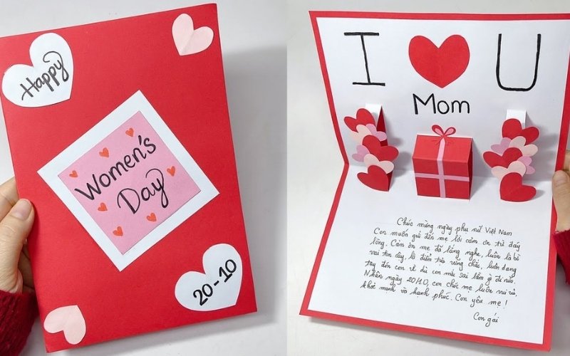 Thiệp dạng 3D sẽ khá là khó và chỉ phù hợp với những bé khéo tay