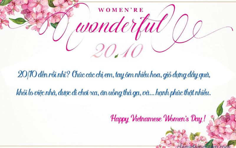 Lời chúc chân thành và ngọt ngào cho các chị em 