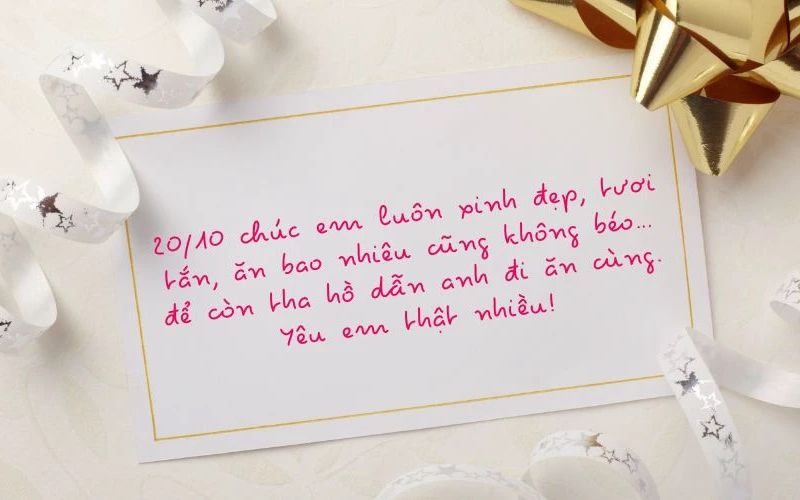 Mẫu thiệp chúc vợ 20/10 đáng yêu và hài hước 