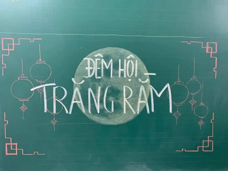 Mẫu trang trí bảng ngày Trung Thu cực kỳ đơn giản