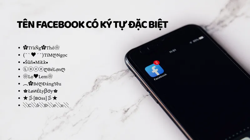Tên Facebook có ký tự đặc biệt