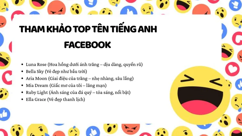 Tên tiếng anh Facebook hay và ý nghĩa