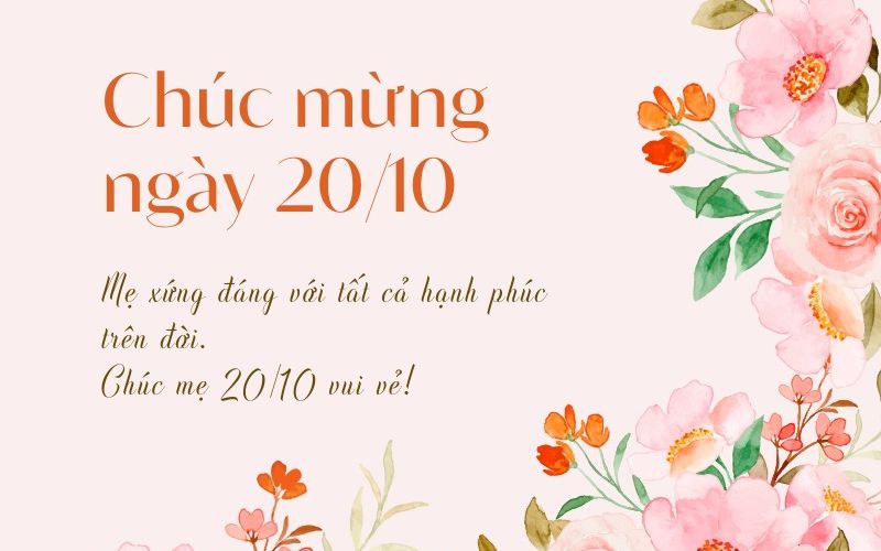 Thiệp 20/10 đẹp, lời chúc ngắn gọn ý nghĩa 