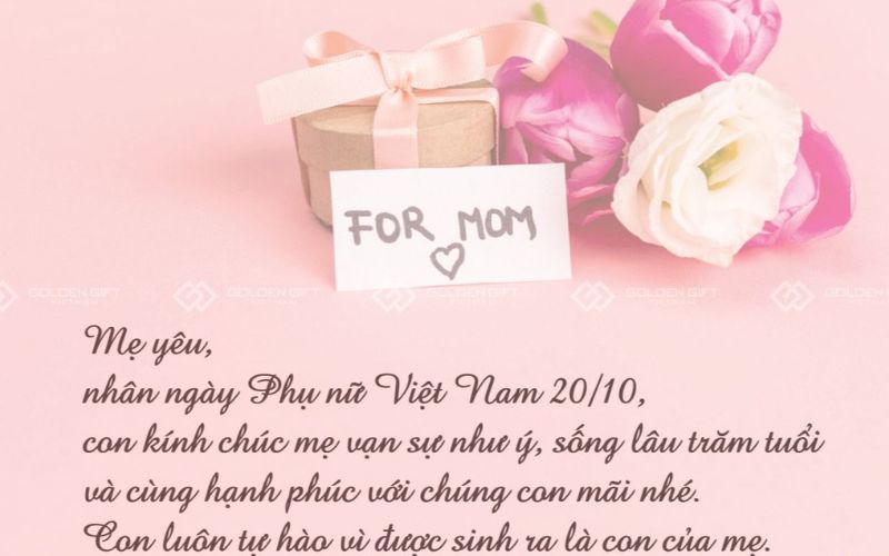 Thiệp 20/10 tặng mẹ lời chúc yêu thương 