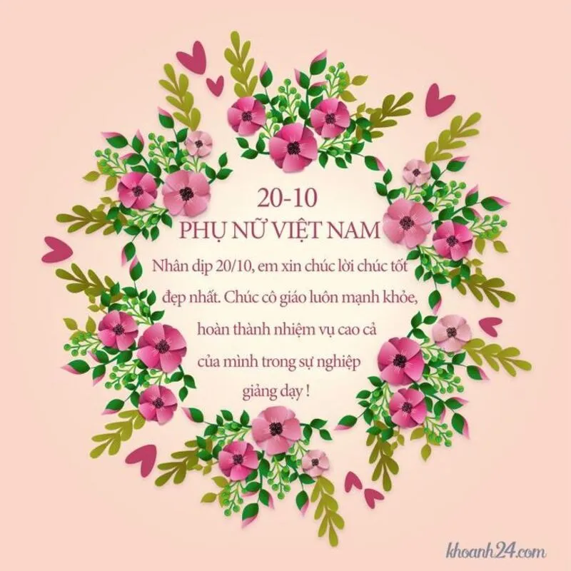Thiệp chúc 20/10 cho cô giáo đẹp