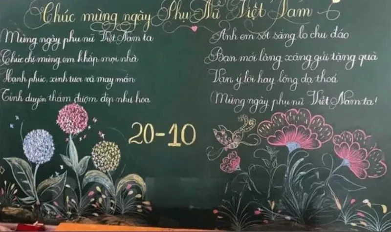 Trang trí bảng 20/10 với thơ đẹp