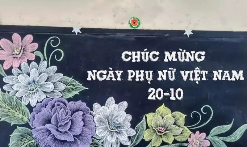 Trang trí bảng ngày lễ với hoa tặng cô giáo