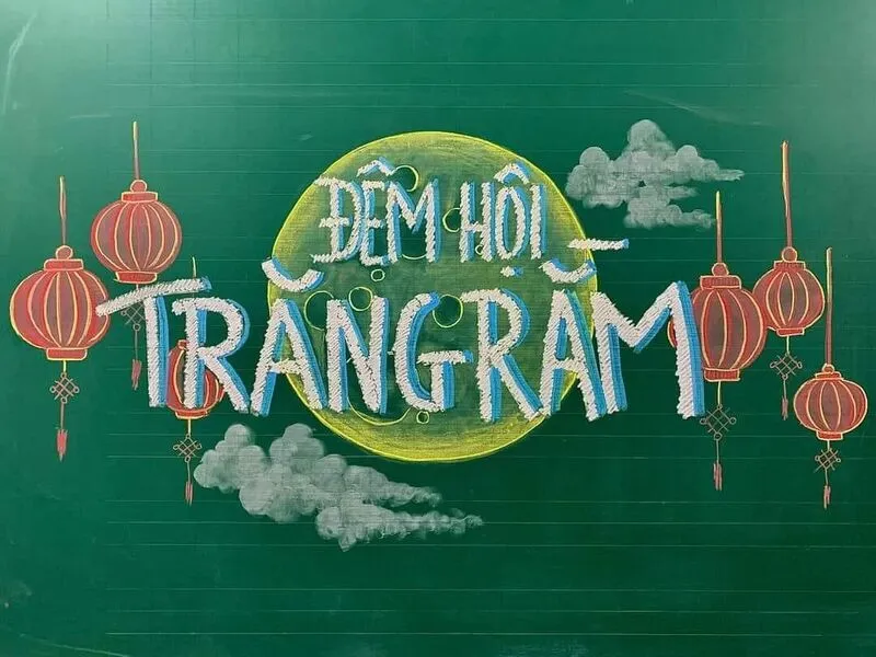 Trang trí bảng Trung Thu đơn giản