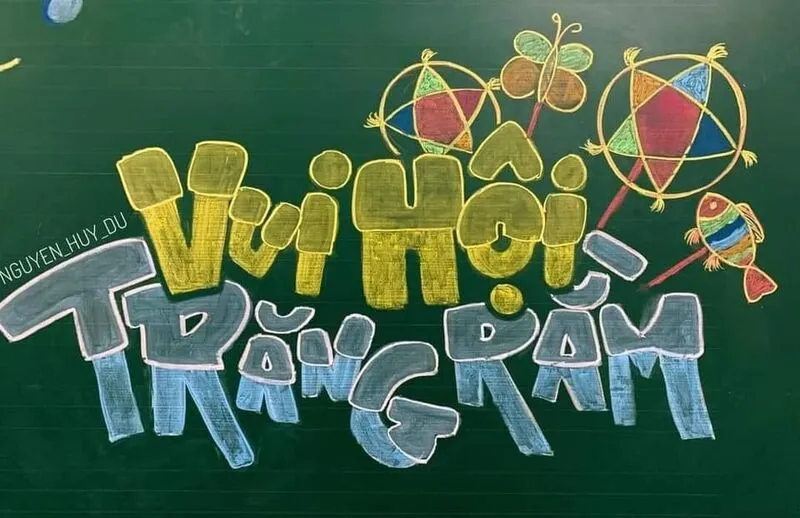 Vẽ bảng Trung Thu đơn giản