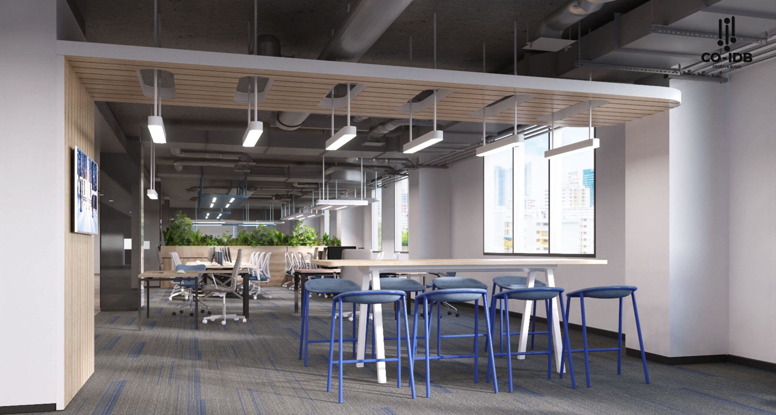 Open plan office without partitions