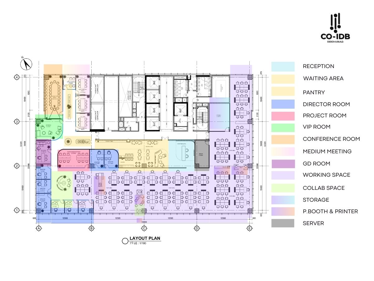 Functional zoning in office construction