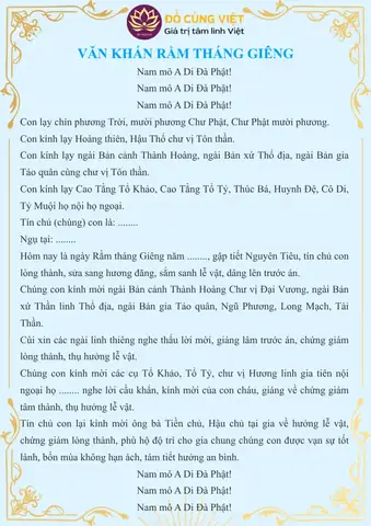 Cúng Thần Linh Rằm Tháng Giêng