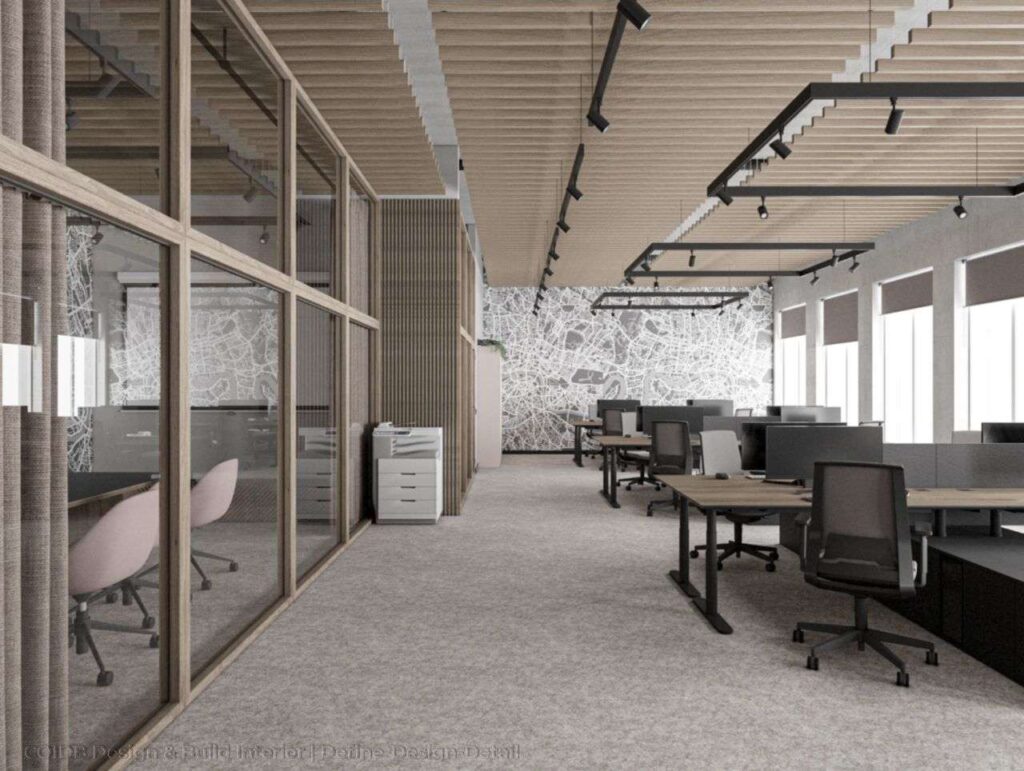 Thiết kế văn phòng Coworking cực sáng tạo với điểm nhấn ở bức tường thiết kế cách điệu độc đáo